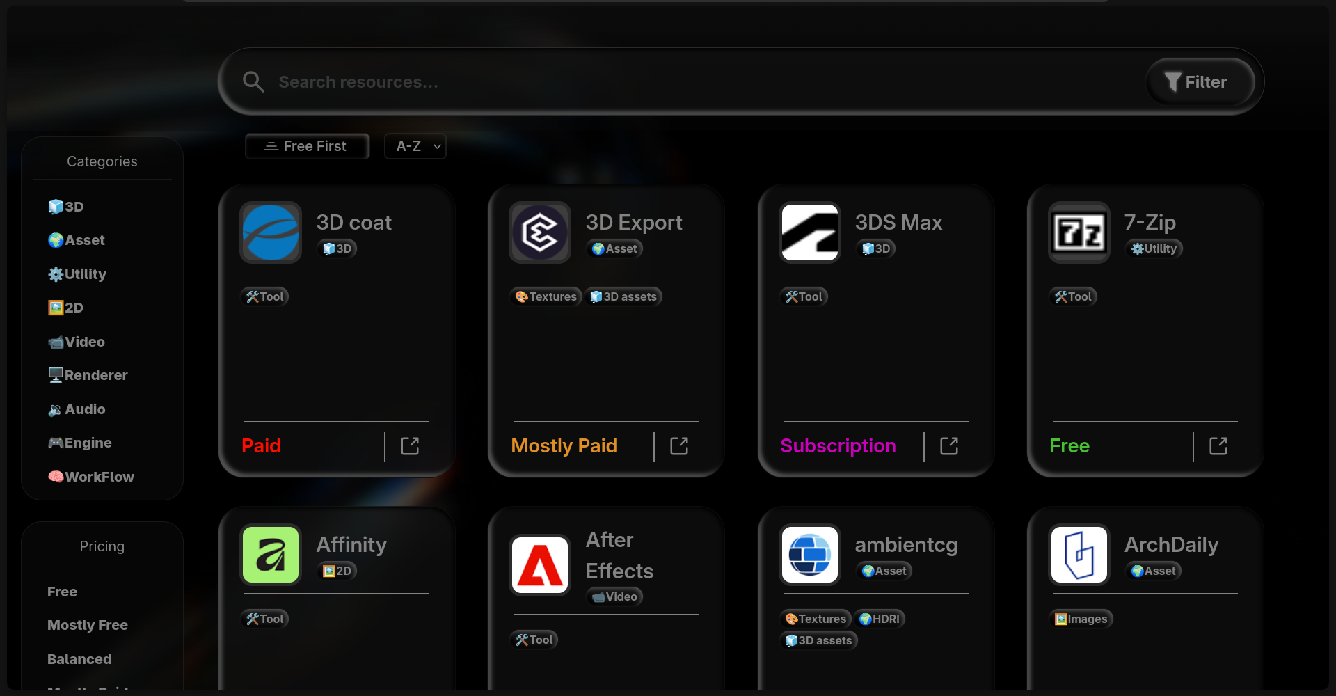 Web Resources Screenshot